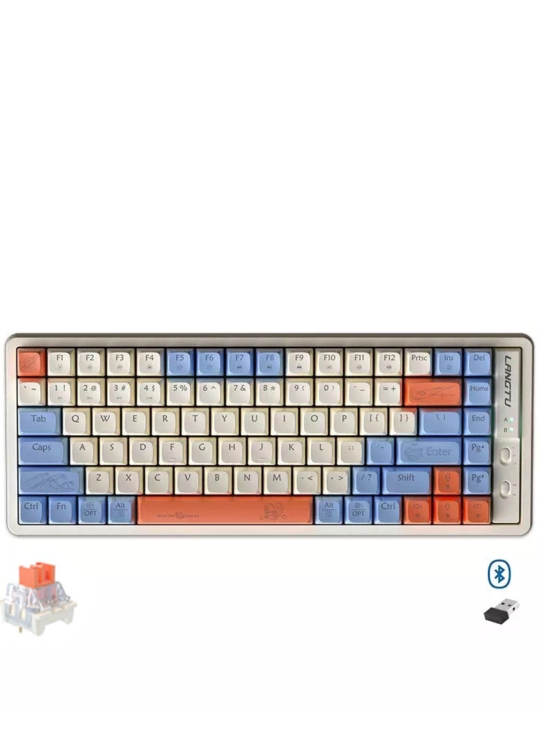 LANGTU GK85 3-Mode Wireless, Bluetooth, Wired RGB Gaming Mechanical Keyboard, Hot-Swappable Orange Quiet Linear Switch W/Hot-Swap Free-Mod Pcb Socket - Image 1